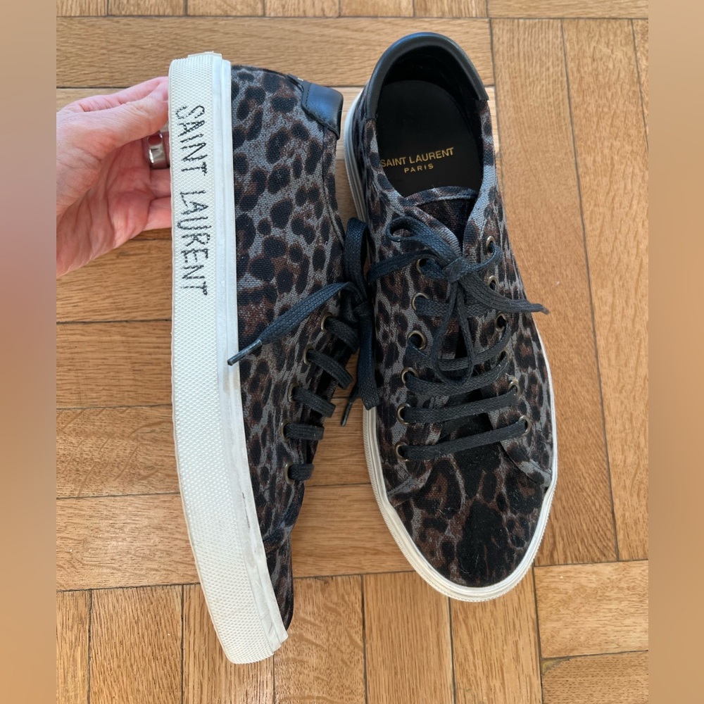 Saint Laurent Leopard-Print Canvas Sneakers - Picture 5 of 8